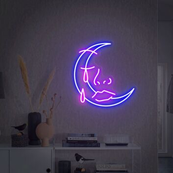 Brighten Your Kid&#039;s Room and Celebrate Special Occasions: Moon Face Neon Sign Led Neon Sign Moon Neon Sign Kid&#039;s Room Wall Decor Personalized Gift for Parties, Weddings, and Home Decor.
