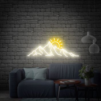 Berglandschaft mit Sonne LED-Neonschild für Wohnzimmer oder Café