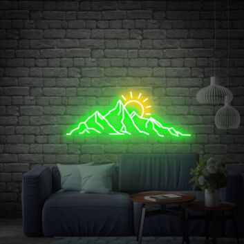 Berglandschaft mit Sonne LED-Neonschild für Wohnzimmer oder Café