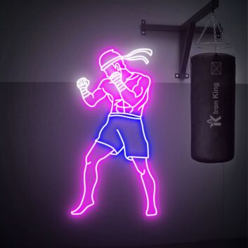 Muay Thai Kämpfer LED-Neonschild für Fitnessstudio Kampfsporthalle