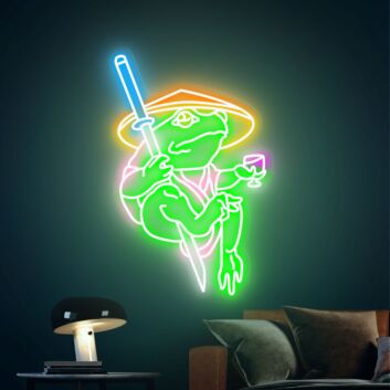 Frosch mit Strohhut und Getränk LED-Neonschild Wohnzimmer Bar