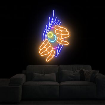 Hand die ein Auge hält LED-Neonschild Wohnzimmer Lounge