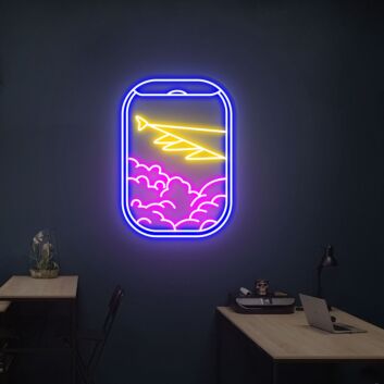 Flugzeugfenster mit Wolken LED-Neonschild für Wohnzimmer Büro