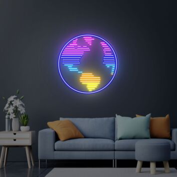 Weltkarte LED-Neonschild Wohnzimmer Büro