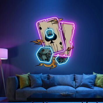 Elevate Your Game Room, Bar, or Living Space with the Poker And Sieve Led UV Neon Sign Art Wall Decor