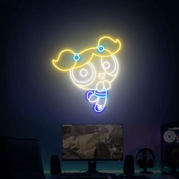 Comicfigur mit Zöpfen LED-Neonschild Gaming Zimmer