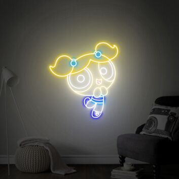 Brighten Up Your Child&#039;s Room or Cartoon-themed Party with Power Puff Girls Bubbles Neon Sign Wall Decor