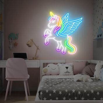 Einhorn mit Flügeln LED-Neonschild für Kinderzimmer Wohnzimmer