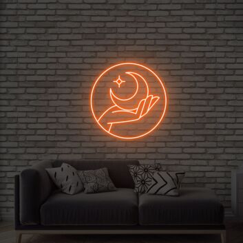 Hand mit Halbmond und Stern LED-Neonschild Wohnzimmer Schlafzimmer