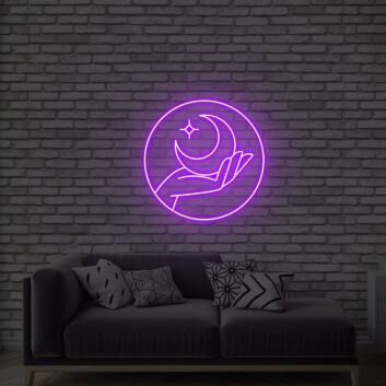 Hand mit Halbmond und Stern LED-Neonschild Wohnzimmer Schlafzimmer