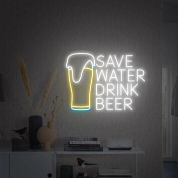 SAVE WATER DRINK BEER LED-Neonschild für Bar Küche