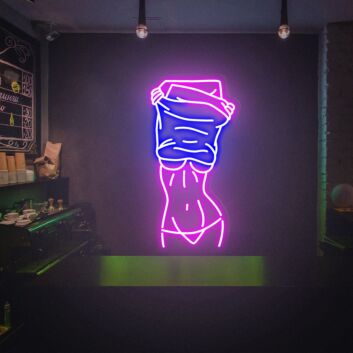 Frauenfigur mit hochgezogenem Oberteil LED-Neonschild