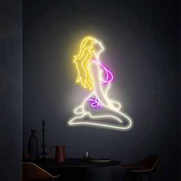 Kniende Frau im Bikini LED-Neonschild für Bar Club