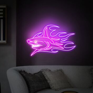 Hai mit Flammen LED-Neonschild Wohnzimmer Bar