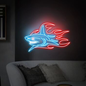 Hai mit Flammen LED-Neonschild Wohnzimmer Bar