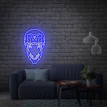 Totenkopf mit geöffnetem Kiefer LED-Neonschild Wohnzimmer Bar