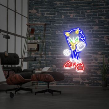 LED Neonschild mit dynamischer Comic Tierfigur im Action Stil als leuchtende Wanddekoration für Gaming Zimmer moderne Wohnräume oder kreative Entertainment Bereiche