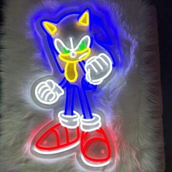 LED Neonschild mit dynamischer Comic Tierfigur im Action Stil als leuchtende Wanddekoration für Gaming Zimmer moderne Wohnräume oder kreative Entertainment Bereiche