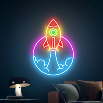 Rakete beim Start LED-Neonschild Wohnzimmer Kinderzimmer