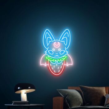 Fledermaus mit Erdbeere LED-Neonschild Wohnzimmer Kinderzimmer
