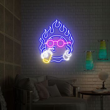 Flammenmotiv mit Pfeife LED-Neonschild Wohnzimmer Bar