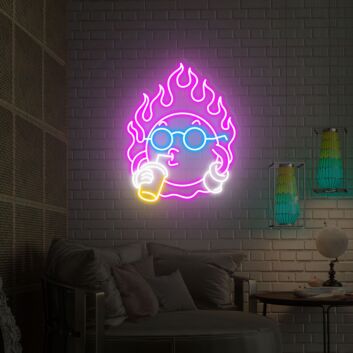 Flammenmotiv mit Pfeife LED-Neonschild Wohnzimmer Bar