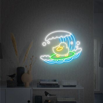 Ente auf Surfbrett in Welle LED-Neonschild Wohnzimmer Kinderzimmer