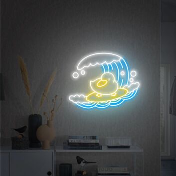 Ente auf Surfbrett in Welle LED-Neonschild Wohnzimmer Kinderzimmer
