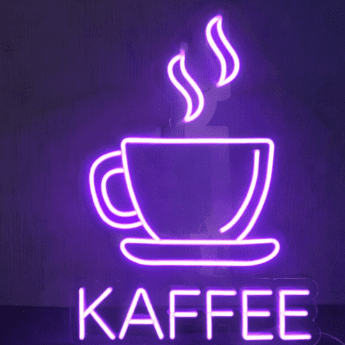 Kaffee LED Neonschild mit Tassenmotiv für Café oder Küche