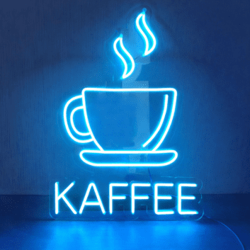 Kaffee LED Neonschild mit Tassenmotiv für Café oder Küche