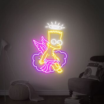 Engel Cartoonfigur auf Wolke LED-Neonschild Wohnzimmer Kinderzimmer