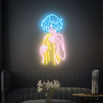 Anime Mädchen mit Handtuch LED-Neonschild Wohnzimmer Gamingzimmer