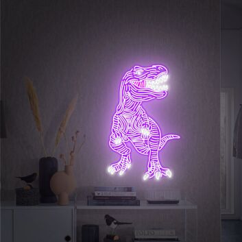 Dinosaurier LED Neonschild in leuchtendem Grün mit detailreicher Linienführung für moderne Wanddekoration und Kinderzimmer