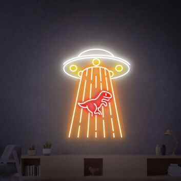 UFO mit Dinosaurier LED-Neonschild Wohnzimmer Gamingzimmer