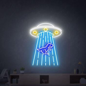 UFO mit Dinosaurier LED-Neonschild Wohnzimmer Gamingzimmer