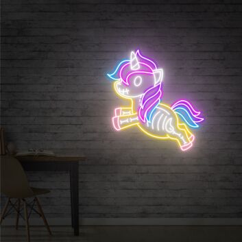 Skelett Einhorn LED-Neonschild für Kinderzimmer Gamingraum