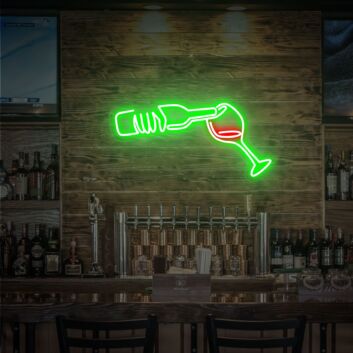 Weinflasche mit Weinglas LED-Neonschild für Bar oder Restaurant