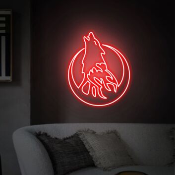 heulender Wolf mit Mond LED-Neonschild Wohnzimmer Schlafzimmer