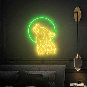 heulender Wolf vor Vollmond LED-Neonschild für Wohnzimmer oder Schlafzimmer