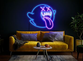 Geist mit herausgestreckter Zunge LED-Neonschild Wohnzimmer Gamingzimmer