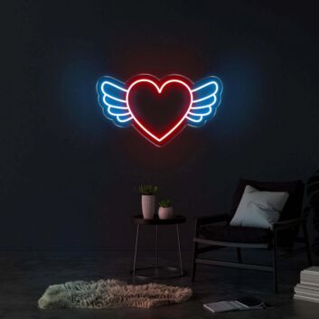 Geflügeltes Herz als LED-Neonschild