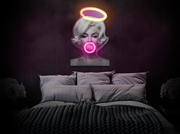 Brighten Your Space with Elegance for Bars, Weddings, and Home Decor – Marilyn Monroe Neon Sign Bubble Gum Wall Art Pop Art LED UV Neon Sign.