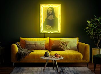 Bring the iconic smile to your space: Mona Lisa wall sign Neon art print Pop art LED UV neon sign - Perfect for cafes, art studios, and eclectic home decor.
