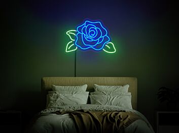 Rote Rose mit Blättern LED-Neonschild Wohnzimmer Schlafzimmer