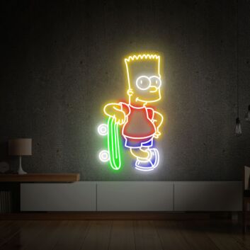 Comicfigur mit Skateboard LED-Neonschild Wohnzimmer Gamingzimmer