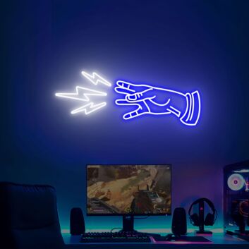 Hand mit Blitzsymbol LED-Neonschild für Gaming Zimmer