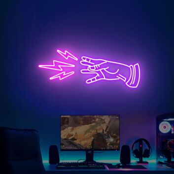 Hand mit Blitzsymbol LED-Neonschild für Gaming Zimmer