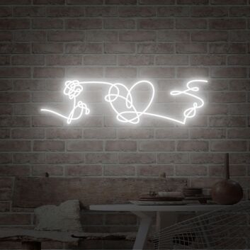 Rose und Herz Symbol LED-Neonschild für Wohnzimmer Schlafzimmer