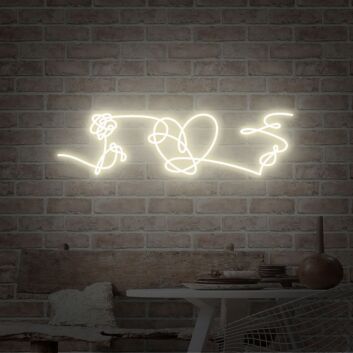 Rose und Herz Symbol LED-Neonschild für Wohnzimmer Schlafzimmer