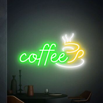 Kaffeetasse mit Dampf LED Neonschild für Café und Küche